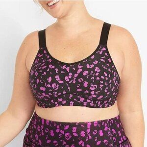 NWT Cacique Lane Bryant LIVI High-Impact Underwire Wicking Sport Bra Pink Floral